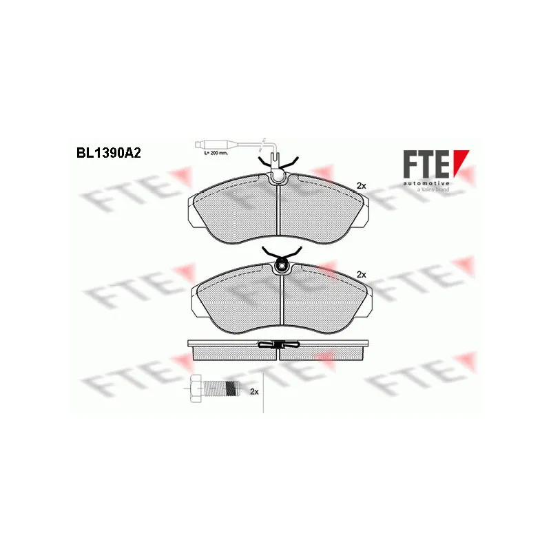 Jeu de 4 plaquettes de frein avant FTE BL1390A2