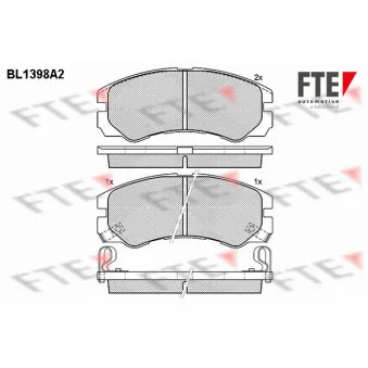Jeu de 4 plaquettes de frein avant FTE BL1398A2