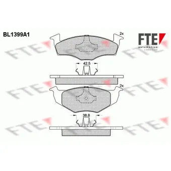 Jeu de 4 plaquettes de frein avant FTE BL1399A1