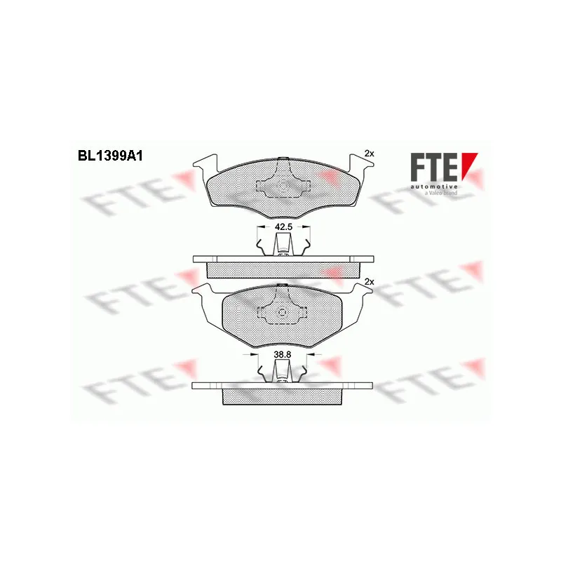 Jeu de 4 plaquettes de frein avant FTE BL1399A1