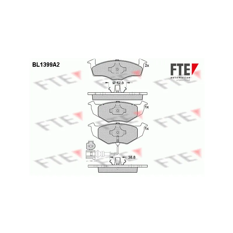 Jeu de 4 plaquettes de frein avant FTE BL1399A2
