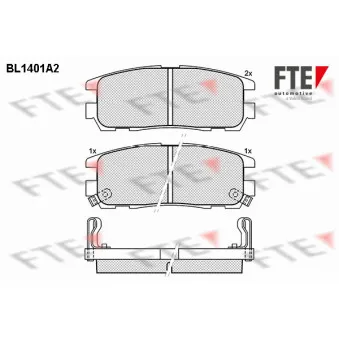Jeu de 4 plaquettes de frein arrière FTE BL1401A2