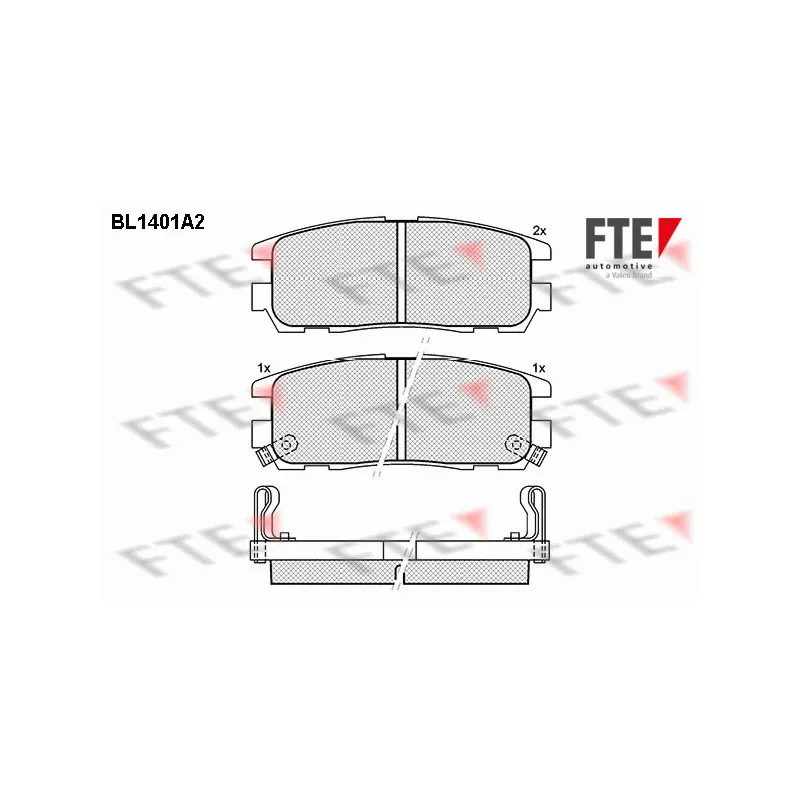 Jeu de 4 plaquettes de frein arrière FTE BL1401A2