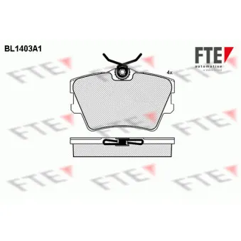 Jeu de 4 plaquettes de frein arrière FTE BL1403A1