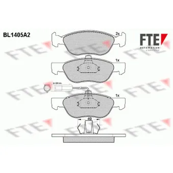 Jeu de 4 plaquettes de frein avant FTE BL1405A2