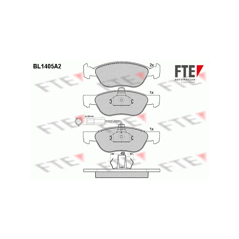 Jeu de 4 plaquettes de frein avant FTE BL1405A2