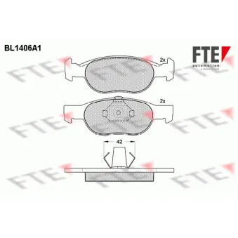 Jeu de 4 plaquettes de frein avant FTE BL1406A1