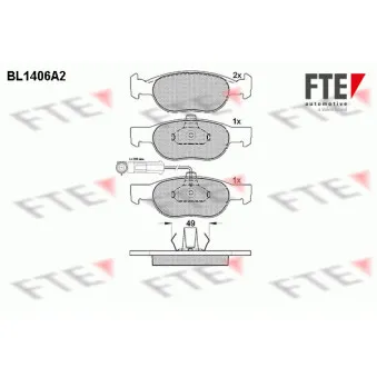 Jeu de 4 plaquettes de frein avant FTE BL1406A2