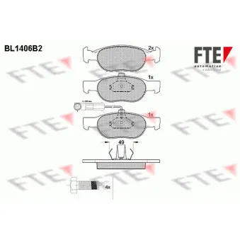 Jeu de 4 plaquettes de frein avant FTE BL1406B2