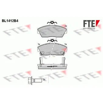 Jeu de 4 plaquettes de frein avant FTE BL1412B4
