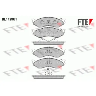 Jeu de 4 plaquettes de frein avant FTE BL1428U1
