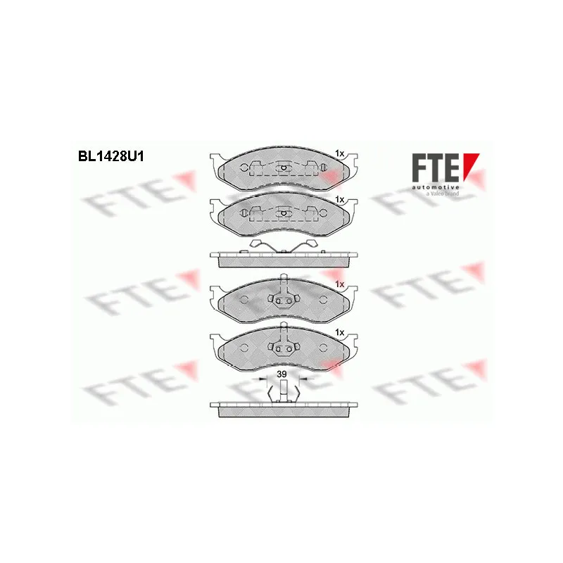 Jeu de 4 plaquettes de frein avant FTE BL1428U1