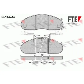 Jeu de 4 plaquettes de frein avant FTE BL1442A4