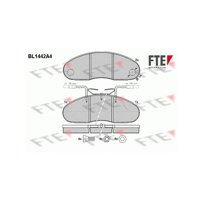 Jeu de 4 plaquettes de frein avant FTE BL1442A4