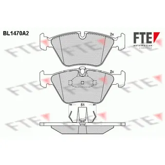 Jeu de 4 plaquettes de frein avant FTE BL1470A2