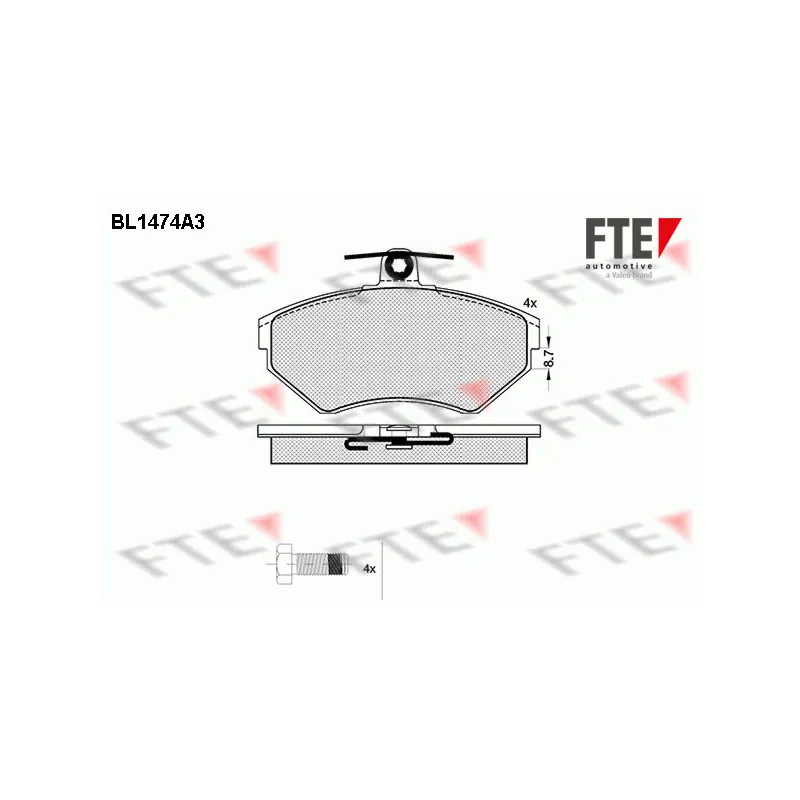Jeu de 4 plaquettes de frein avant FTE BL1474A3