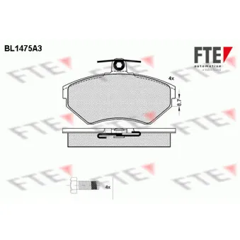 Jeu de 4 plaquettes de frein avant FTE BL1475A3
