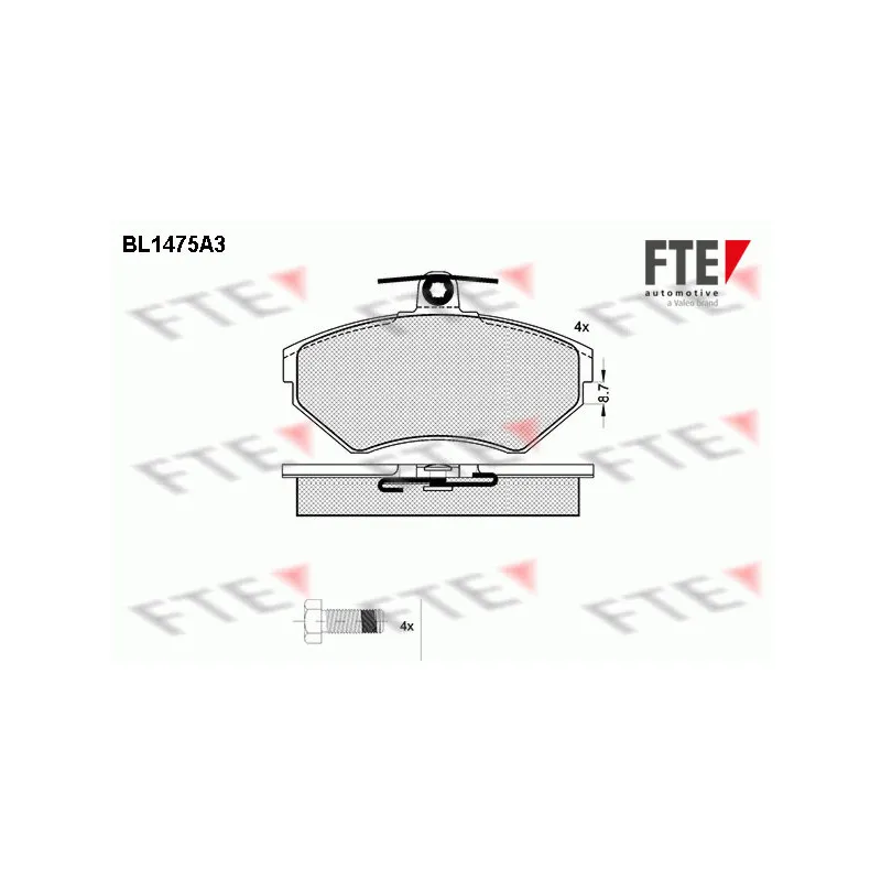 Jeu de 4 plaquettes de frein avant FTE BL1475A3