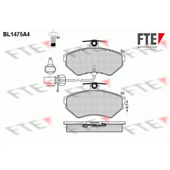 Jeu de 4 plaquettes de frein avant FTE BL1475A4