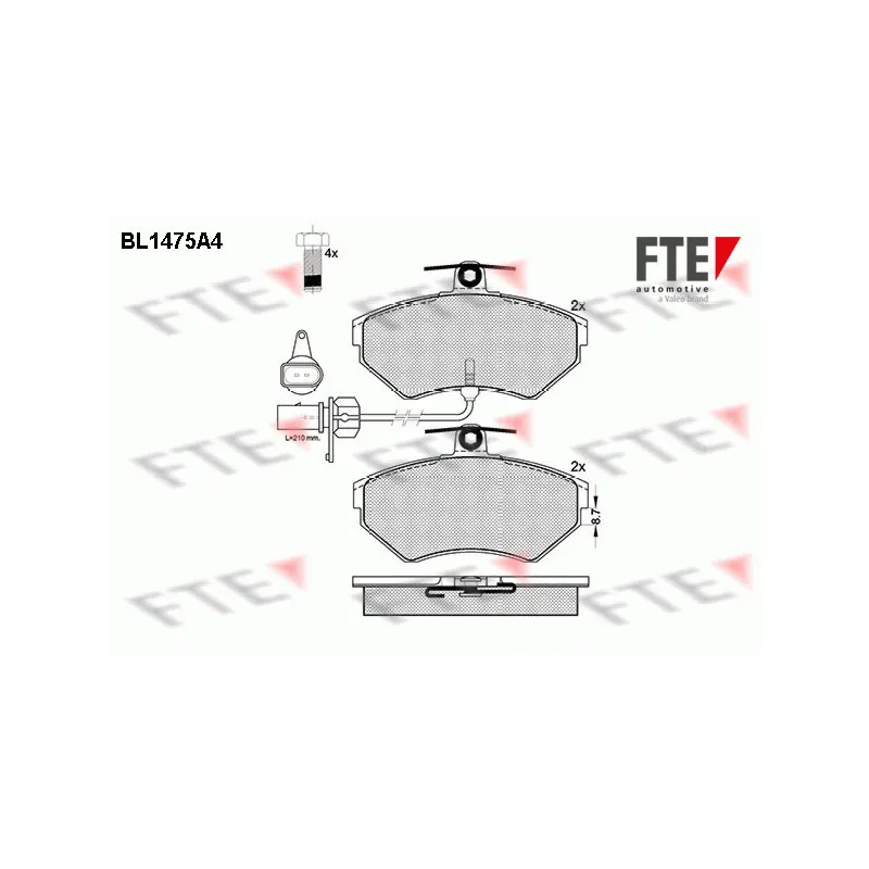 Jeu de 4 plaquettes de frein avant FTE BL1475A4