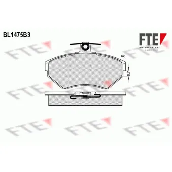 Jeu de 4 plaquettes de frein avant FTE BL1475B3