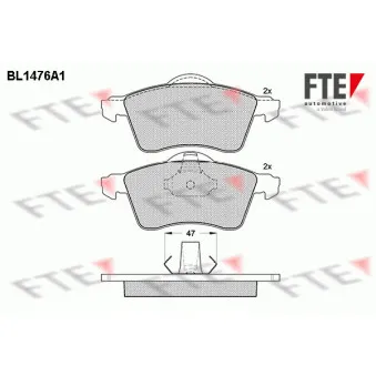 Jeu de 4 plaquettes de frein avant FTE BL1476A1