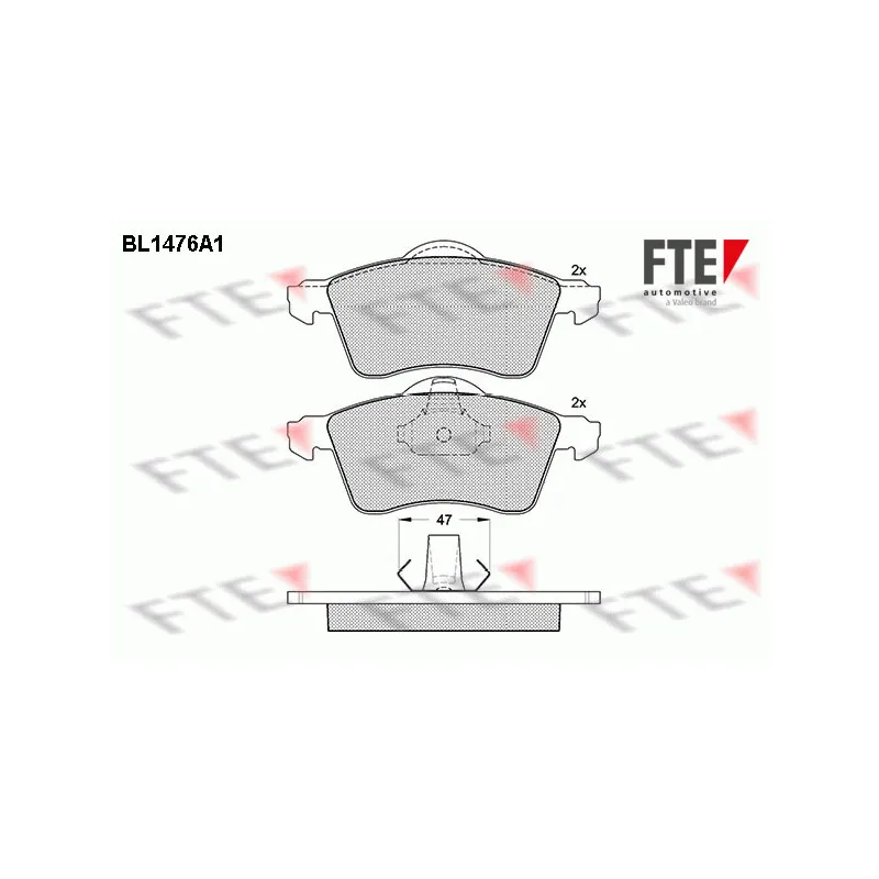 Jeu de 4 plaquettes de frein avant FTE BL1476A1