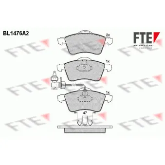 Jeu de 4 plaquettes de frein avant FTE BL1476A2