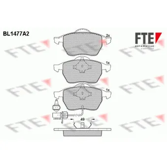 Jeu de 4 plaquettes de frein avant FTE BL1477A2