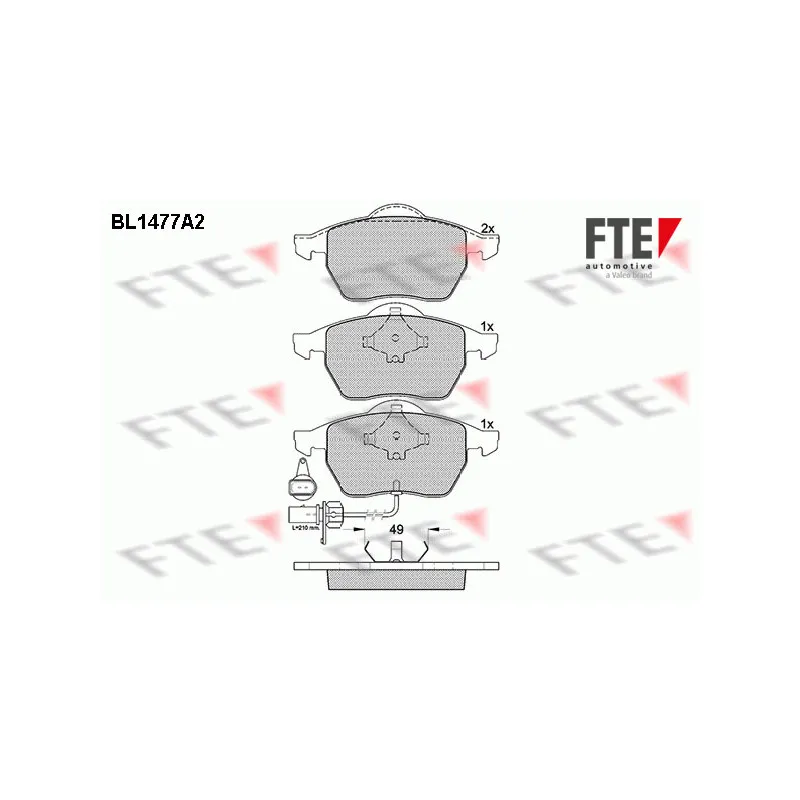 Jeu de 4 plaquettes de frein avant FTE BL1477A2
