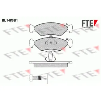 Jeu de 4 plaquettes de frein avant FTE BL1480B1