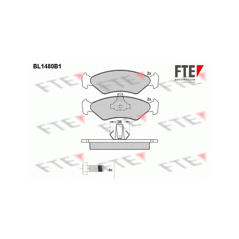 Jeu de 4 plaquettes de frein avant FTE BL1480B1