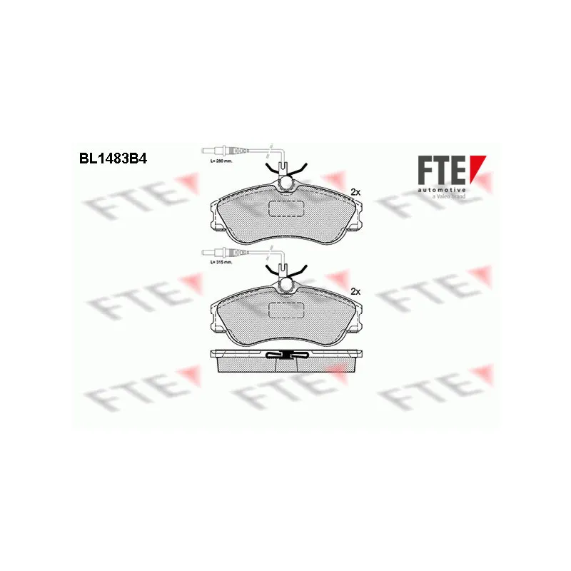 Jeu de 4 plaquettes de frein avant FTE BL1483B4