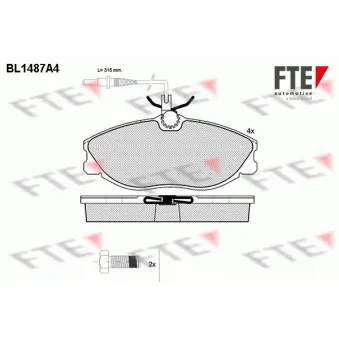 Jeu de 4 plaquettes de frein avant FTE BL1487A4