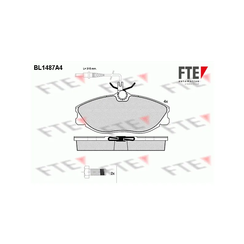 Jeu de 4 plaquettes de frein avant FTE BL1487A4
