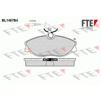 Jeu de 4 plaquettes de frein avant FTE BL1487B4