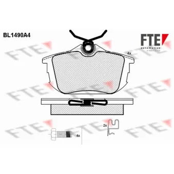 Jeu de 4 plaquettes de frein arrière FTE BL1490A4