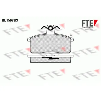 Jeu de 4 plaquettes de frein avant FTE