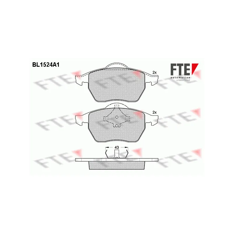 Jeu de 4 plaquettes de frein avant FTE BL1524A1