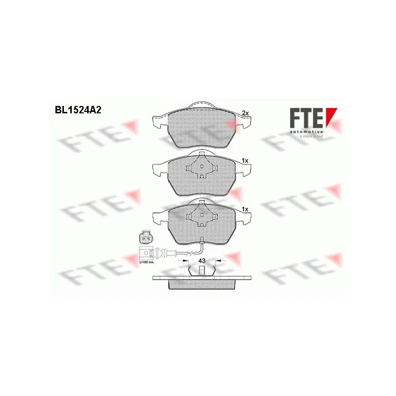 Jeu de 4 plaquettes de frein avant FTE BL1524A2