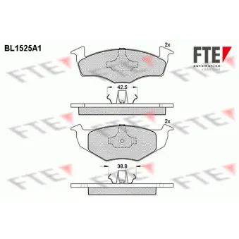 Jeu de 4 plaquettes de frein avant FTE BL1525A1