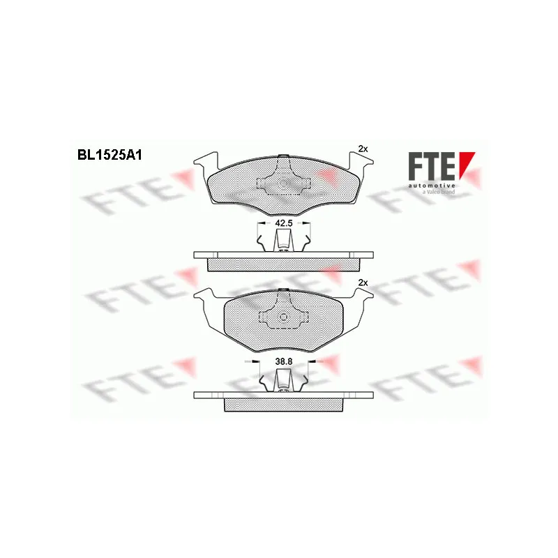 Jeu de 4 plaquettes de frein avant FTE BL1525A1