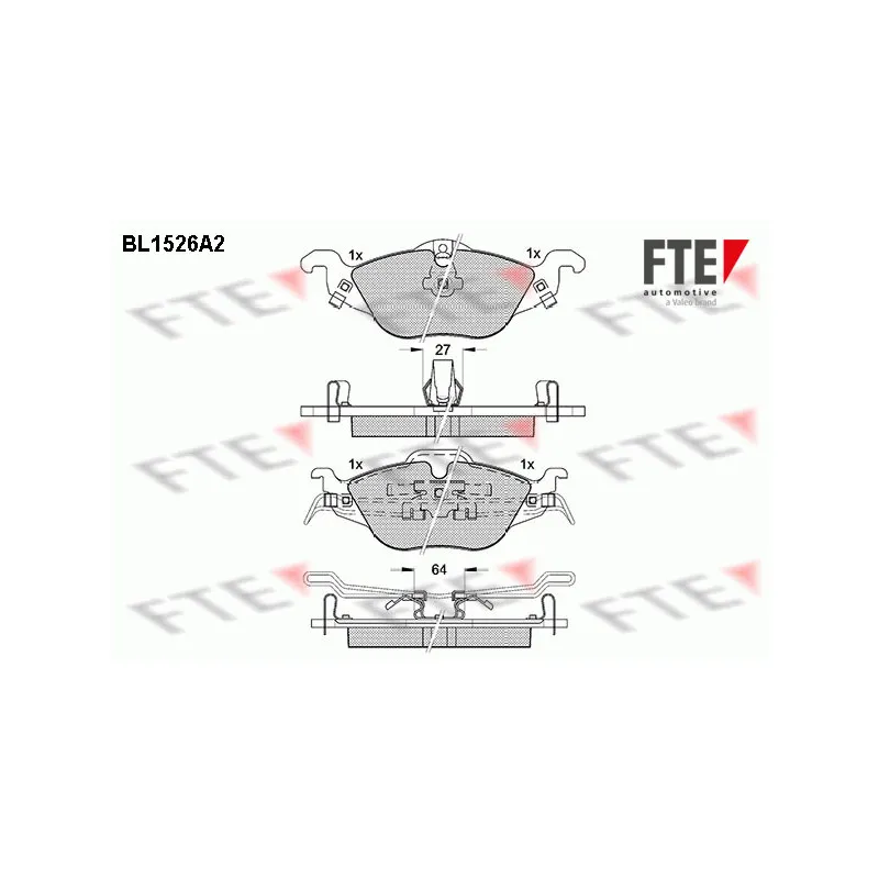 Jeu de 4 plaquettes de frein avant FTE BL1526A2