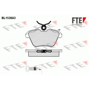 Jeu de 4 plaquettes de frein arrière FTE BL1538A3
