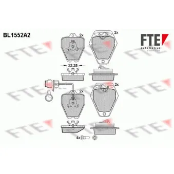 Jeu de 4 plaquettes de frein avant FTE