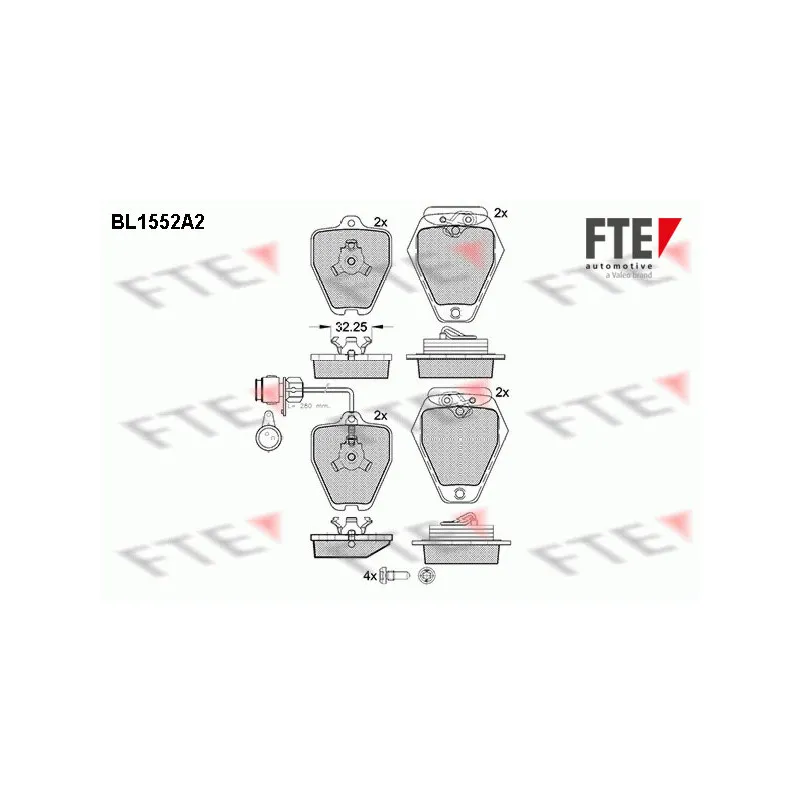 Jeu de 4 plaquettes de frein avant FTE BL1552A2