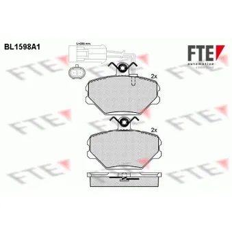 Jeu de 4 plaquettes de frein avant FTE BL1598A1