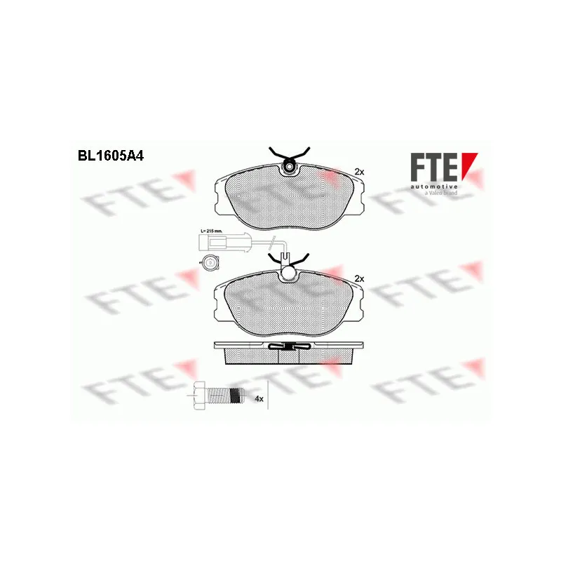 Jeu de 4 plaquettes de frein avant FTE BL1605A4