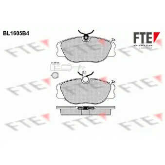 Jeu de 4 plaquettes de frein avant FTE BL1605B4