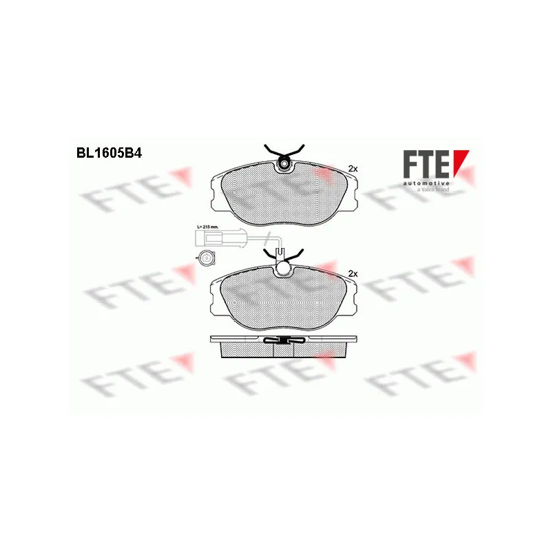 Jeu de 4 plaquettes de frein avant FTE BL1605B4